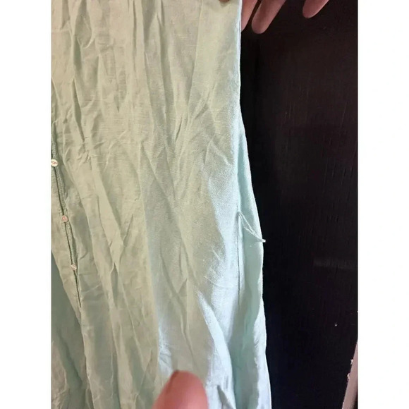 J. Crew Women's Blue linen Beachwear Button Front ruffle Dress Size Large - Picture 5 of 7